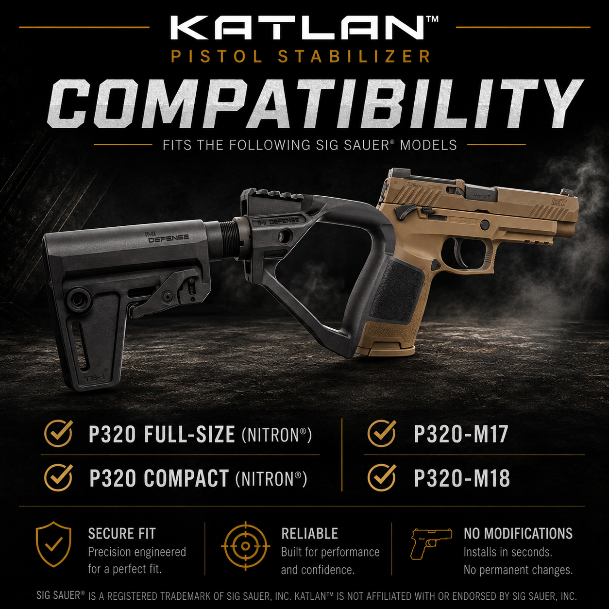 KATLAN™ Pistol Stabilizer for Sig Sauer P320 Nitron, M17 & M18