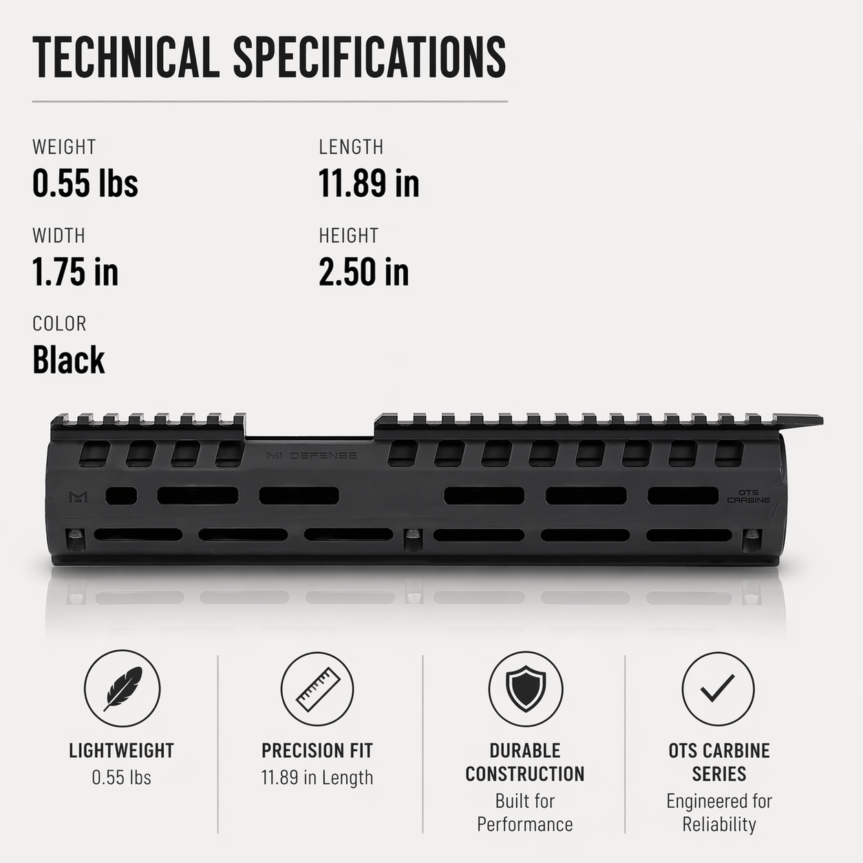 Polymer OTS® M-Lok® Carbine Length Handguard
