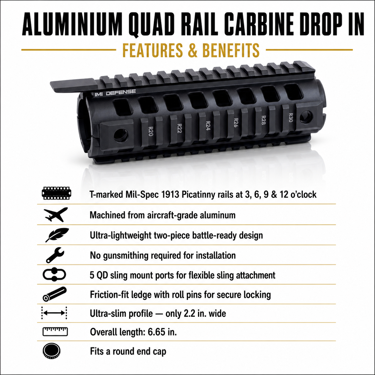 Aluminum Quad Rail Carbine Drop In