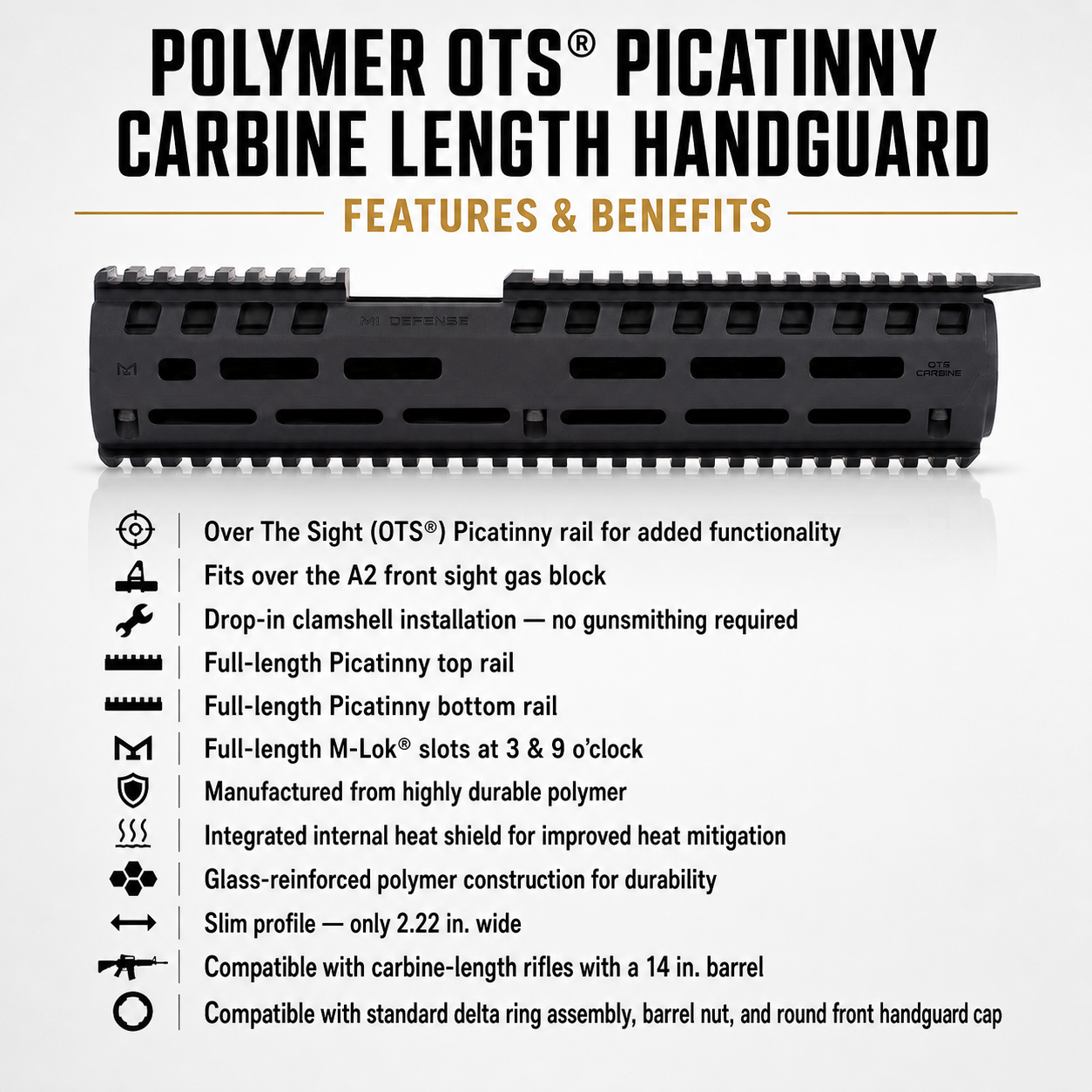 Polymer OTS® Picatinny Carbine Length Handguard