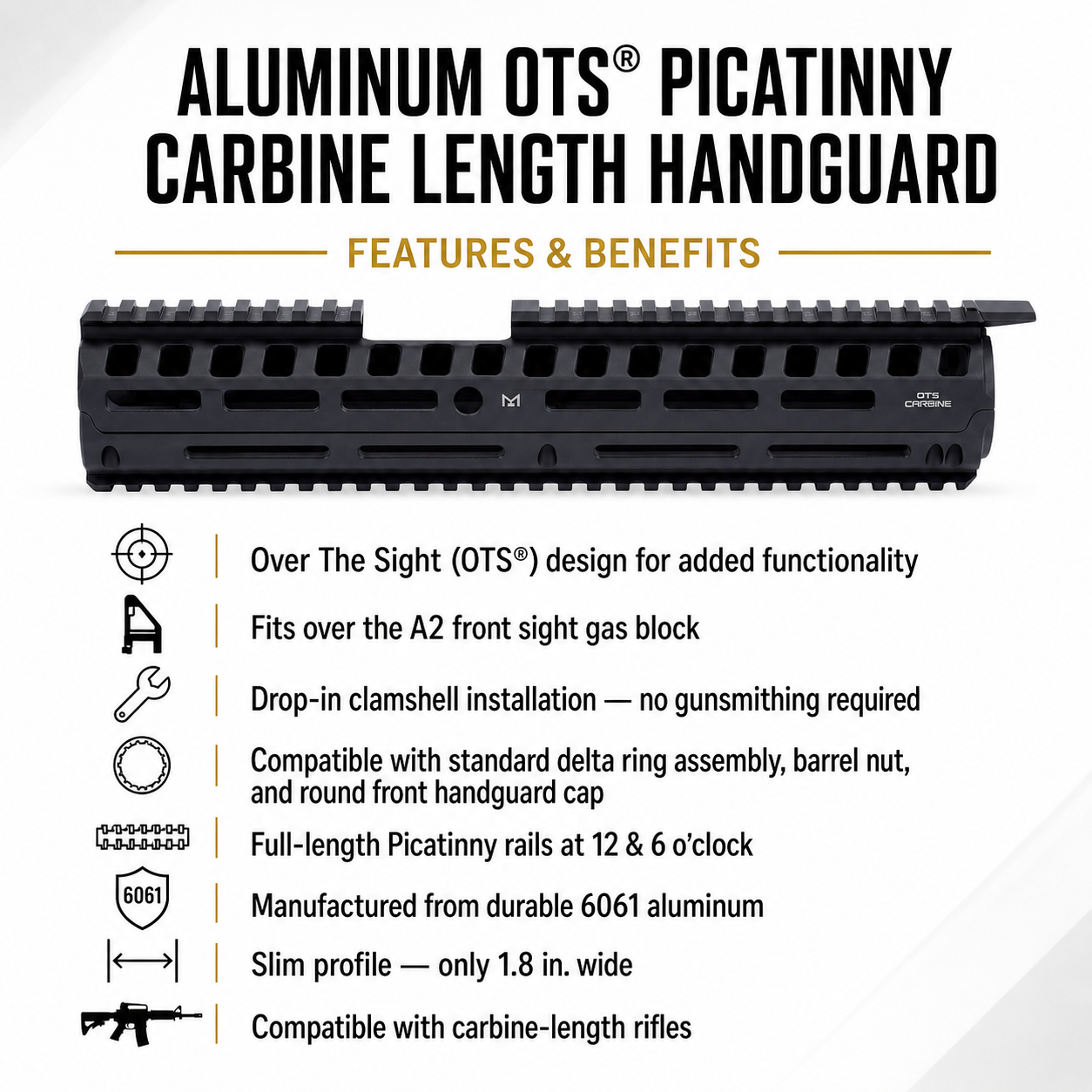 Aluminum OTS® Picatinny Carbine Length Handguard