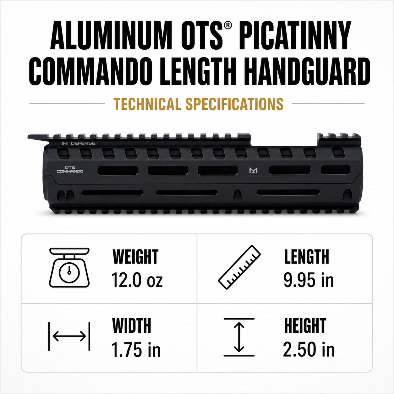 Aluminum OTS® Picatinny Commando length Handguard