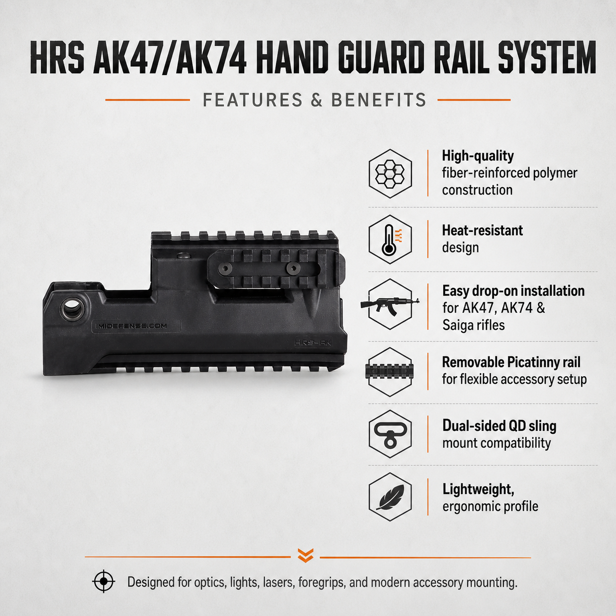 HRS AK47/AK74 Hand Guard Rail System W/Removable Picatinny Rail