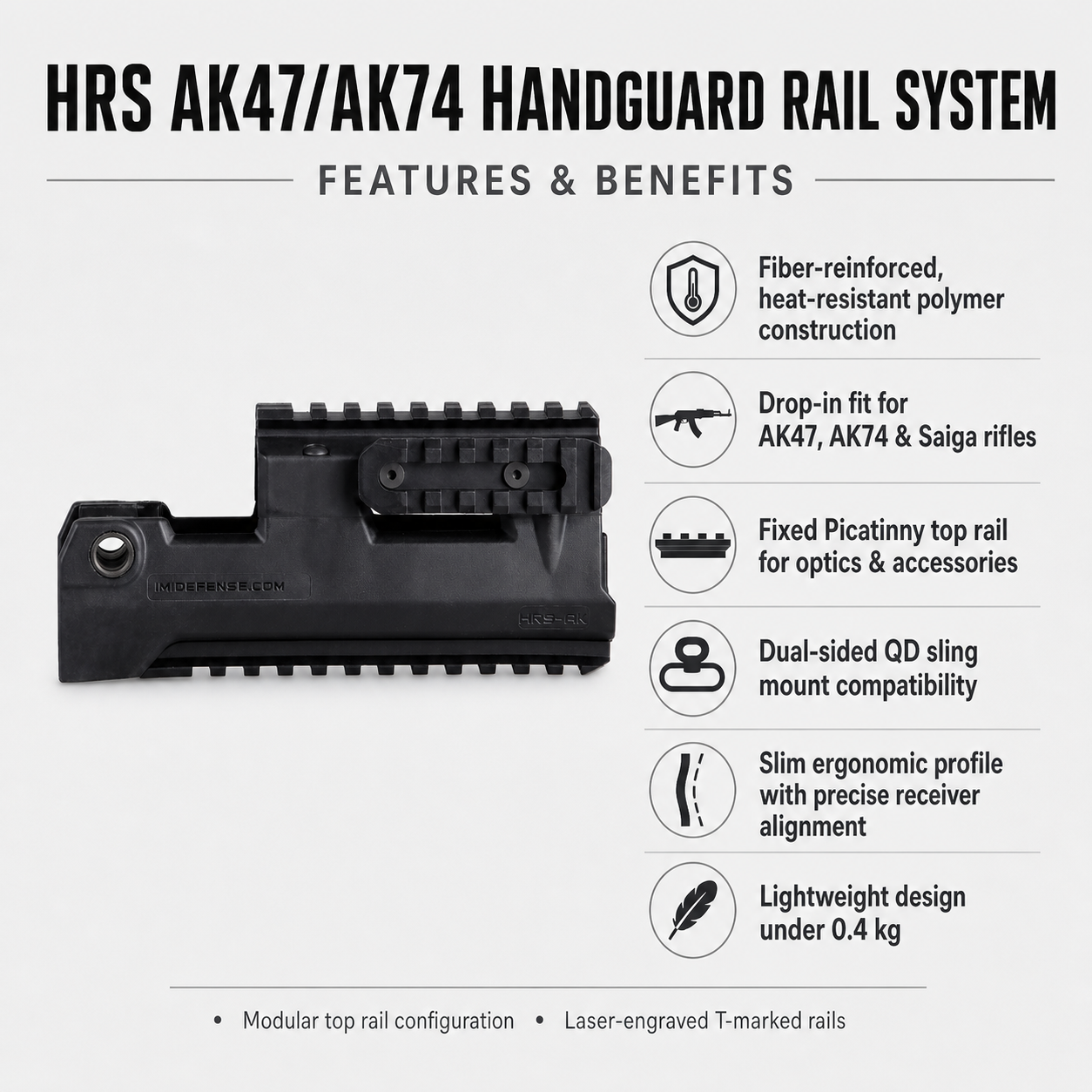 HRS AK47/AK74 Handguard Rail System W/fixed Picatinny Rail